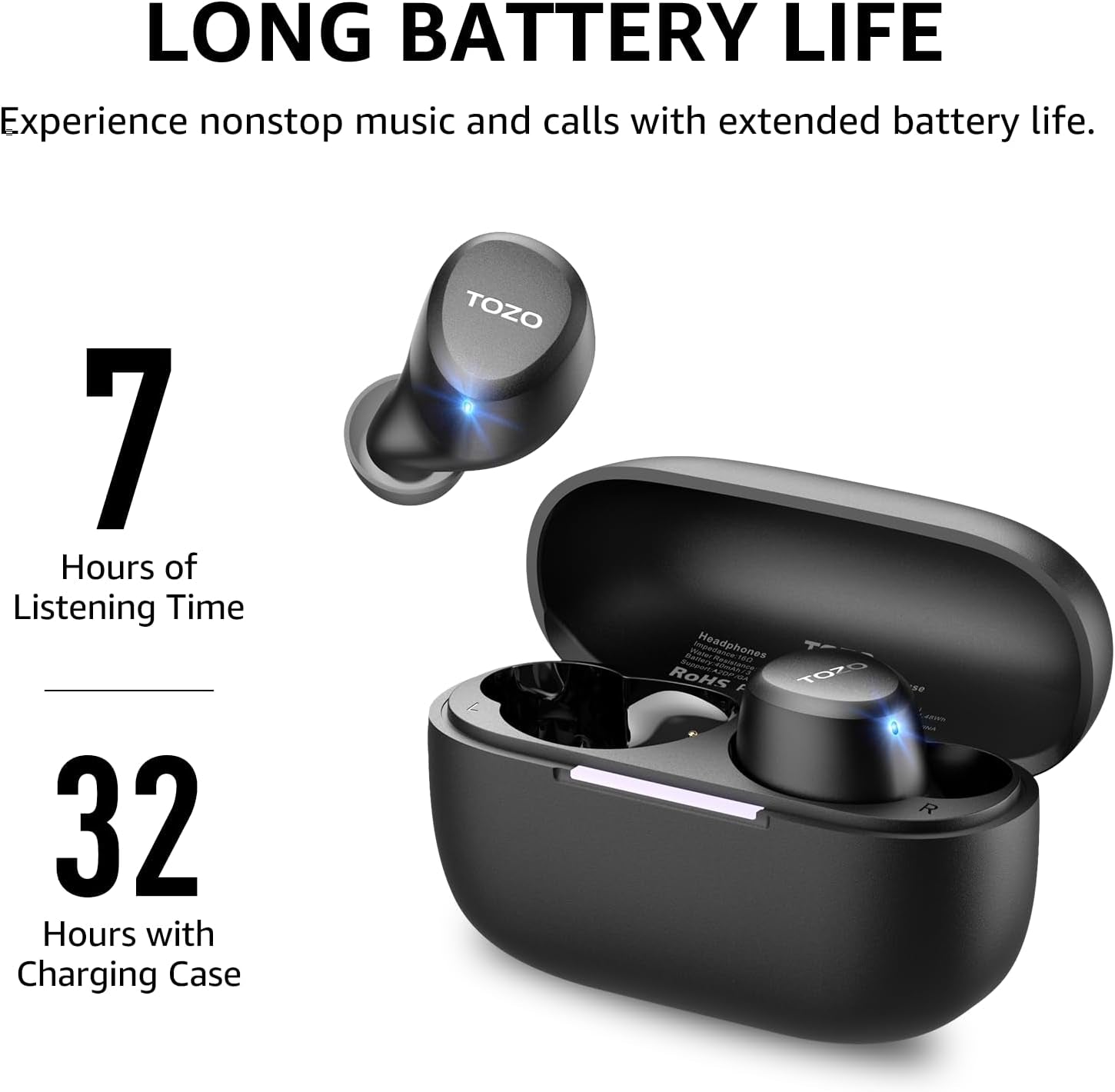 A1 Wireless Earbuds Bluetooth 5.3 Light Weight in Ear IPX5 Waterproof Headphones 2 Mic for AI Calls, Immersive Premium Sound Bass Headset with Charging Case, 32 Presets EQ Customization via App