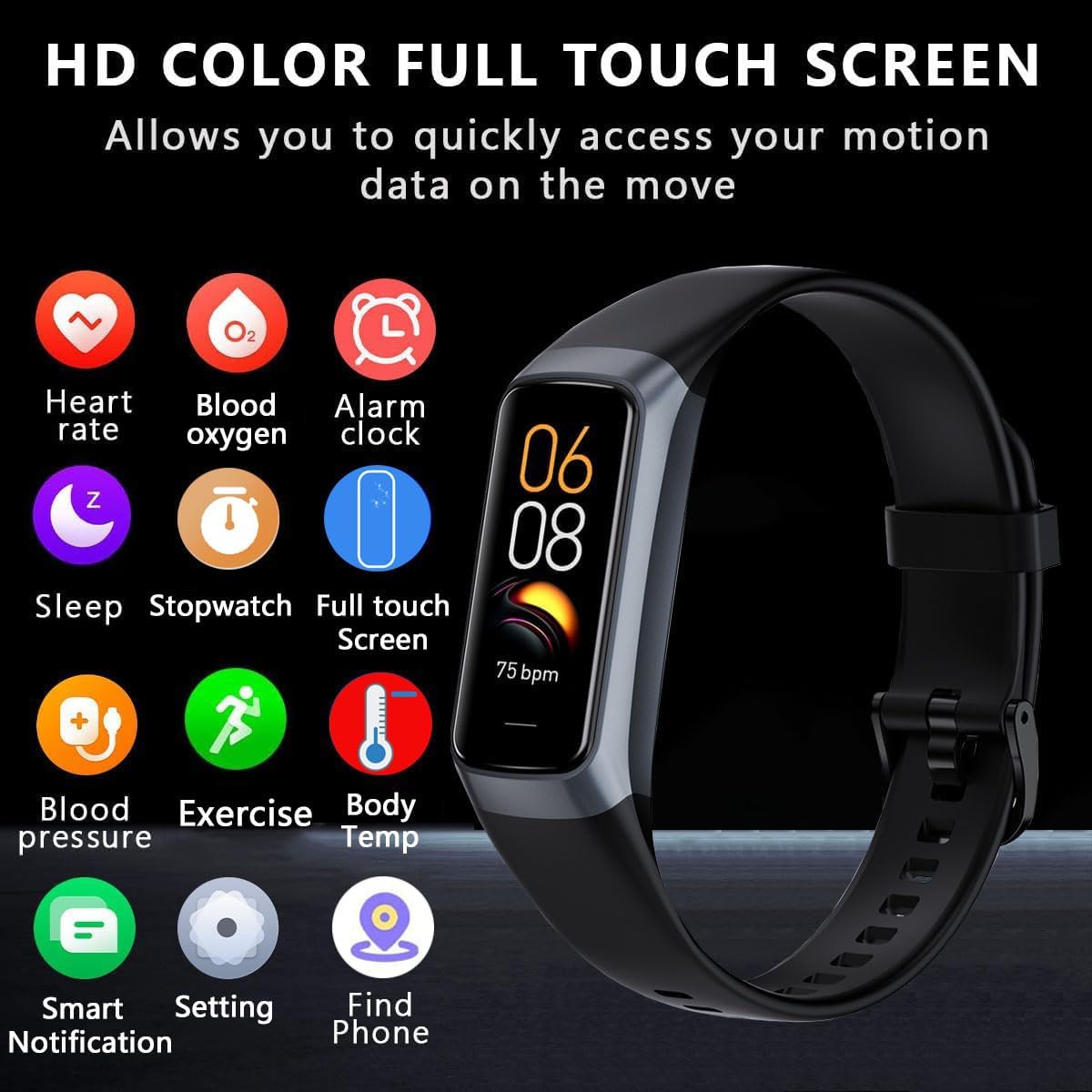 Fitness Tracker with 24/7 Heart Rate Blood Oxygen Sleep Monitor,Activity Tracker with 1.1" AMOLED Touch Color Screen, Multiple Sport Modes Step Counter,Ip68 Waterproof for Women Men