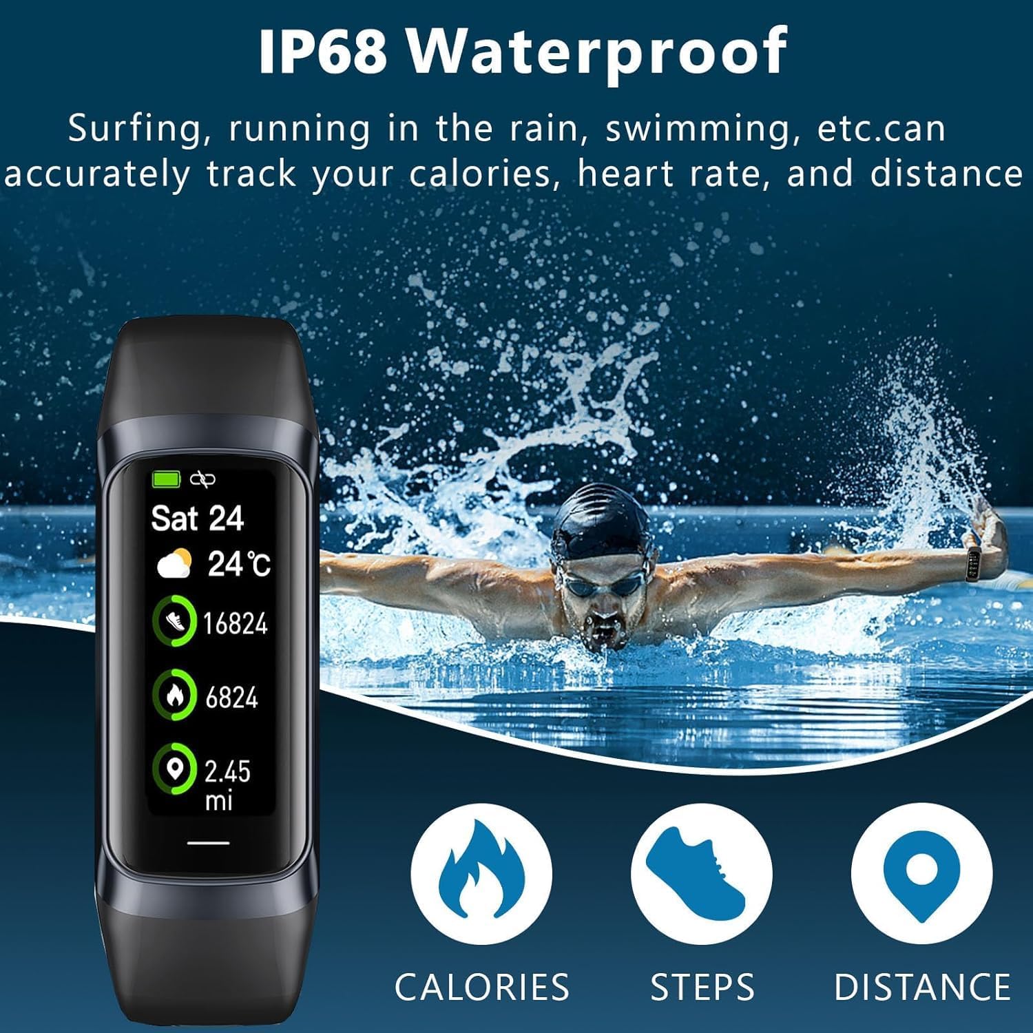 Fitness Tracker with 24/7 Heart Rate Blood Oxygen Sleep Monitor,Activity Tracker with 1.1" AMOLED Touch Color Screen, Multiple Sport Modes Step Counter,Ip68 Waterproof for Women Men