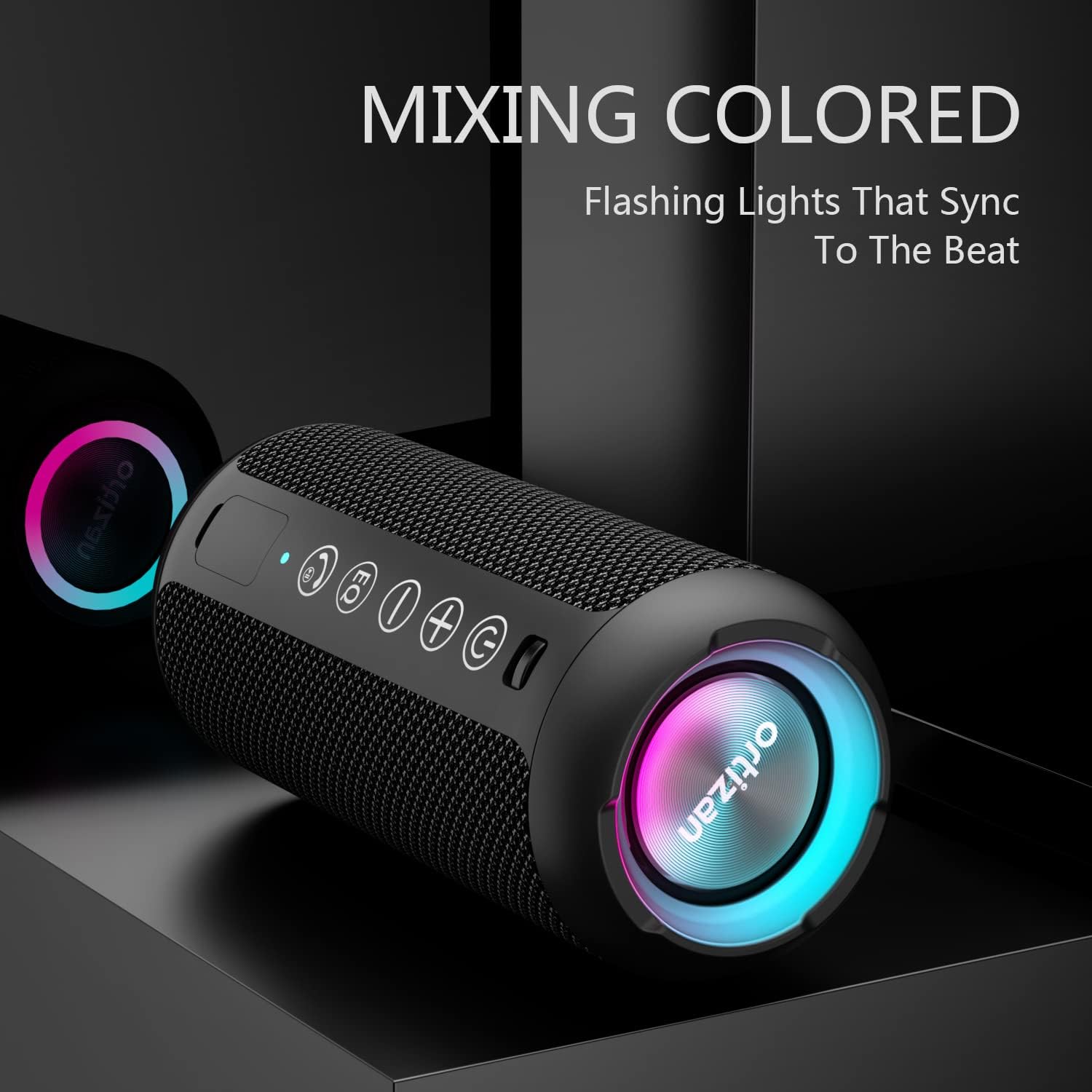 Portable Bluetooth Speaker: IPX7 Waterproof, 24W Loud Sound, Deep Bass, Bluetooth 5.3, LED Lights, Wireless Stereo Pairing, 30H Playtime, for Home/Outdoor/Party/Beach, Birthday Gift (Black)