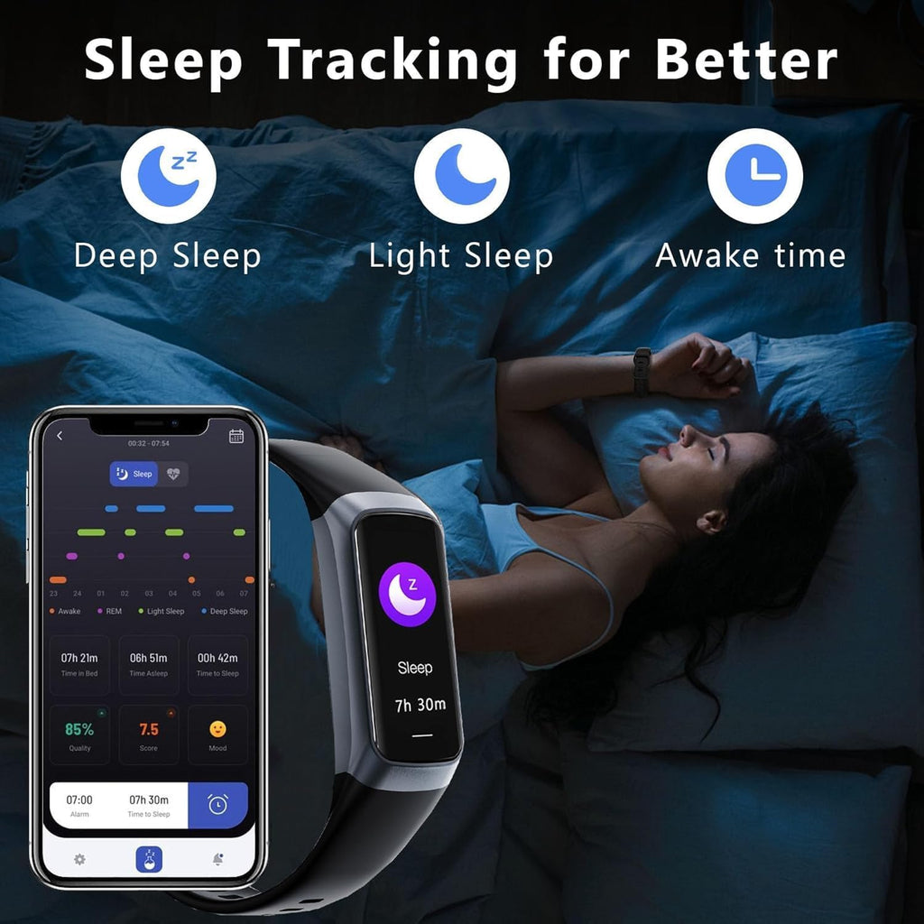 Fitness Tracker with 24/7 Heart Rate Blood Oxygen Sleep Monitor,Activity Tracker with 1.1" AMOLED Touch Color Screen, Multiple Sport Modes Step Counter,Ip68 Waterproof for Women Men