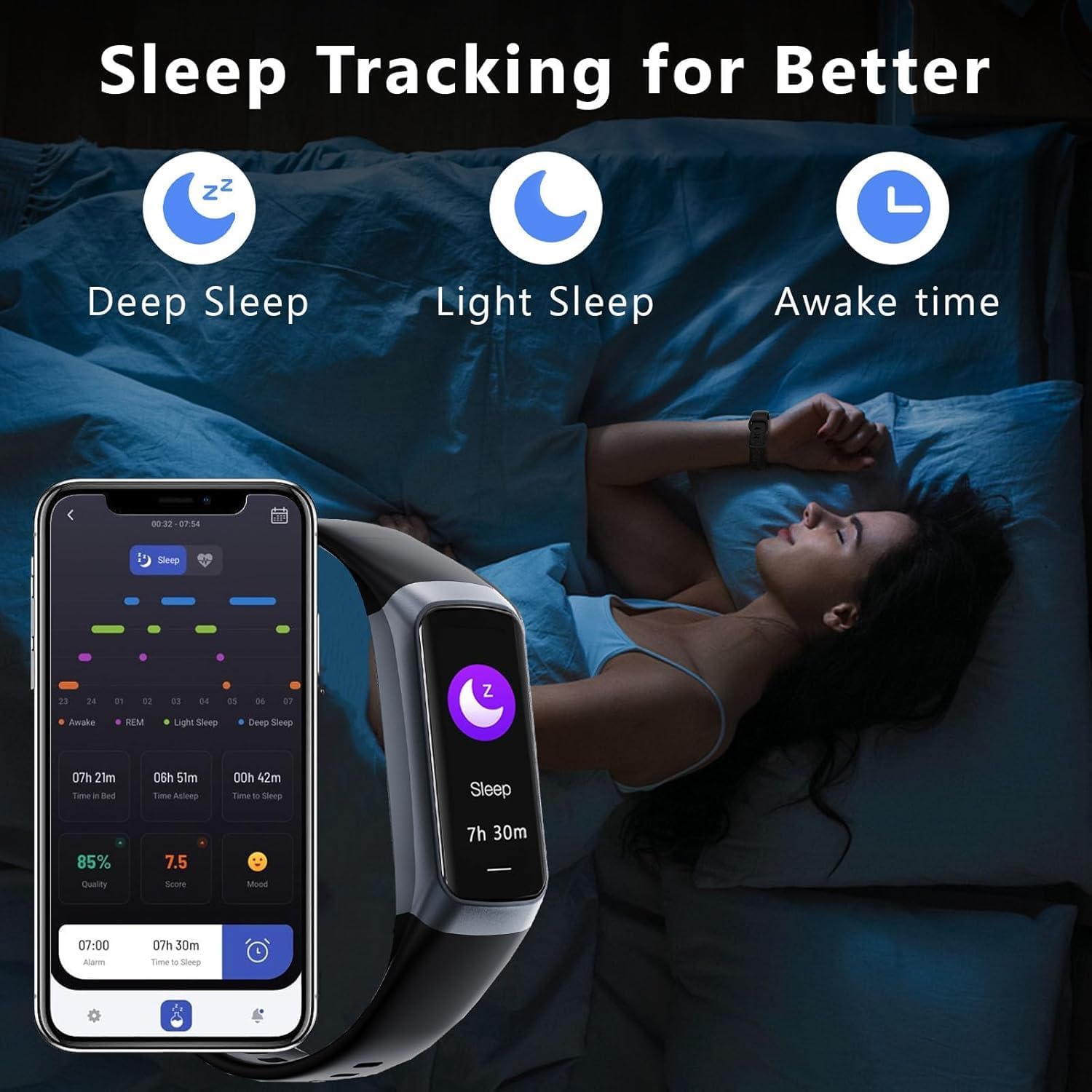 Fitness Tracker with 24/7 Heart Rate Blood Oxygen Sleep Monitor,Activity Tracker with 1.1" AMOLED Touch Color Screen, Multiple Sport Modes Step Counter,Ip68 Waterproof for Women Men