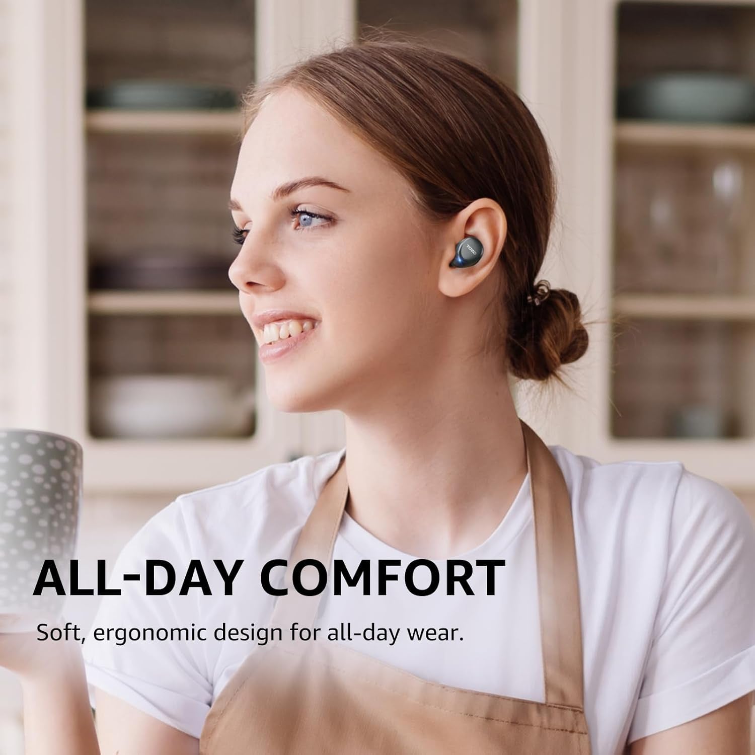 A1 Wireless Earbuds Bluetooth 5.3 Light Weight in Ear IPX5 Waterproof Headphones 2 Mic for AI Calls, Immersive Premium Sound Bass Headset with Charging Case, 32 Presets EQ Customization via App