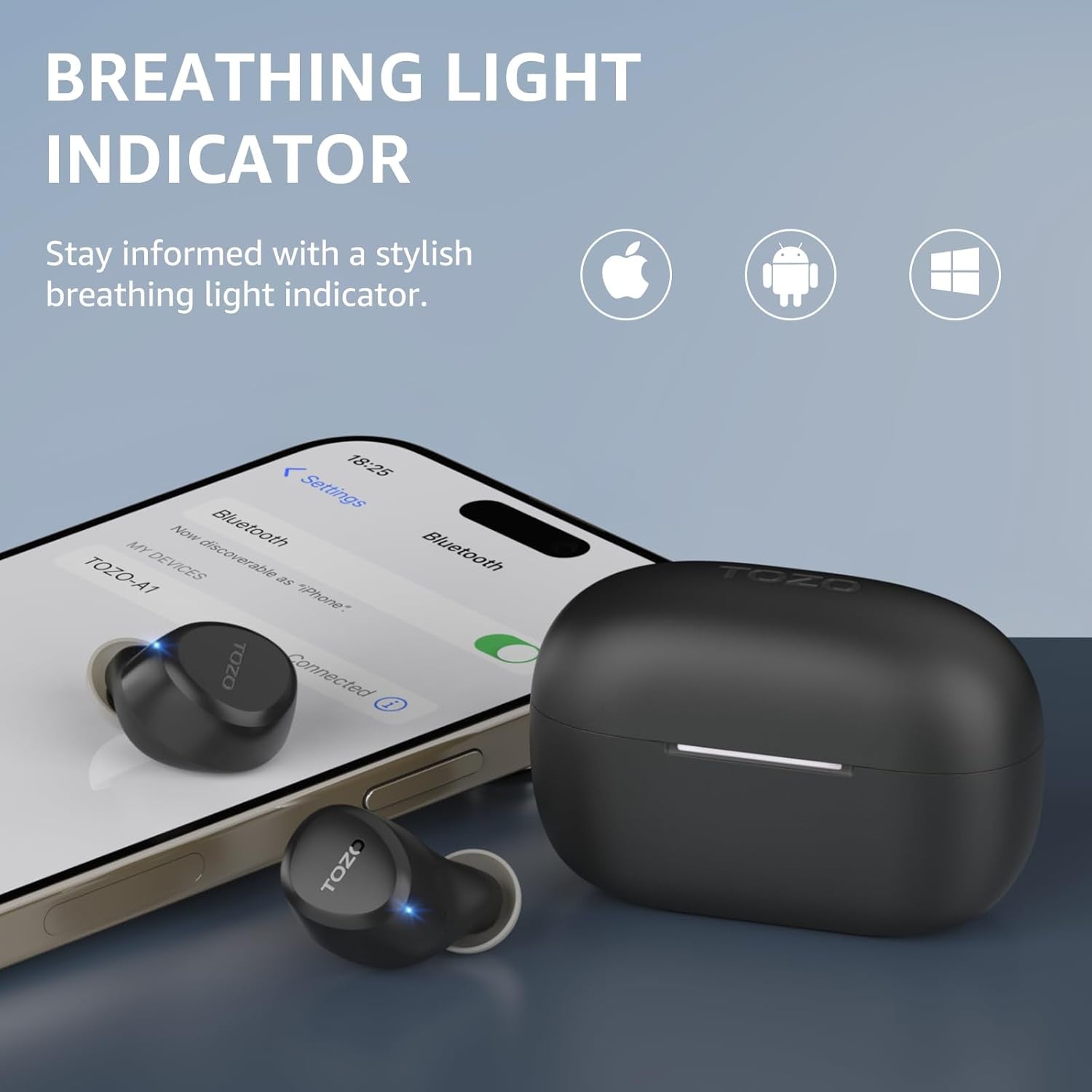 A1 Wireless Earbuds Bluetooth 5.3 Light Weight in Ear IPX5 Waterproof Headphones 2 Mic for AI Calls, Immersive Premium Sound Bass Headset with Charging Case, 32 Presets EQ Customization via App