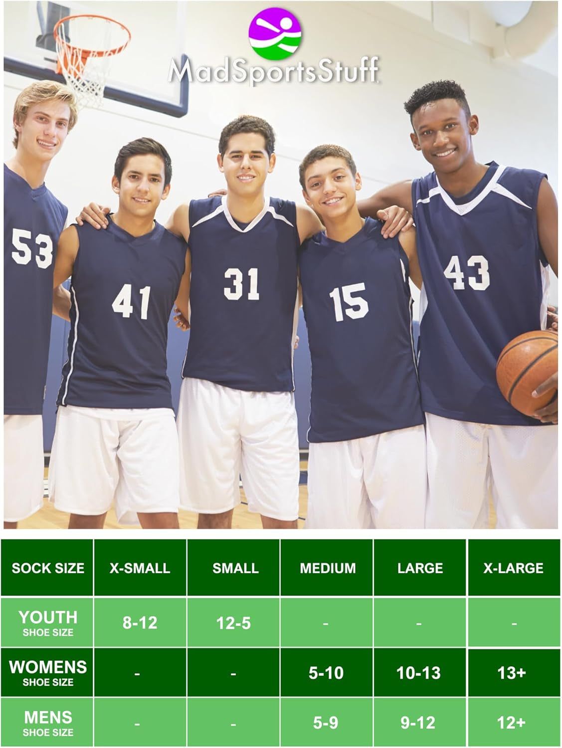 Basketball Socks for Boys Girls - Athletic Crew Socks - Youth and Adult Sizes