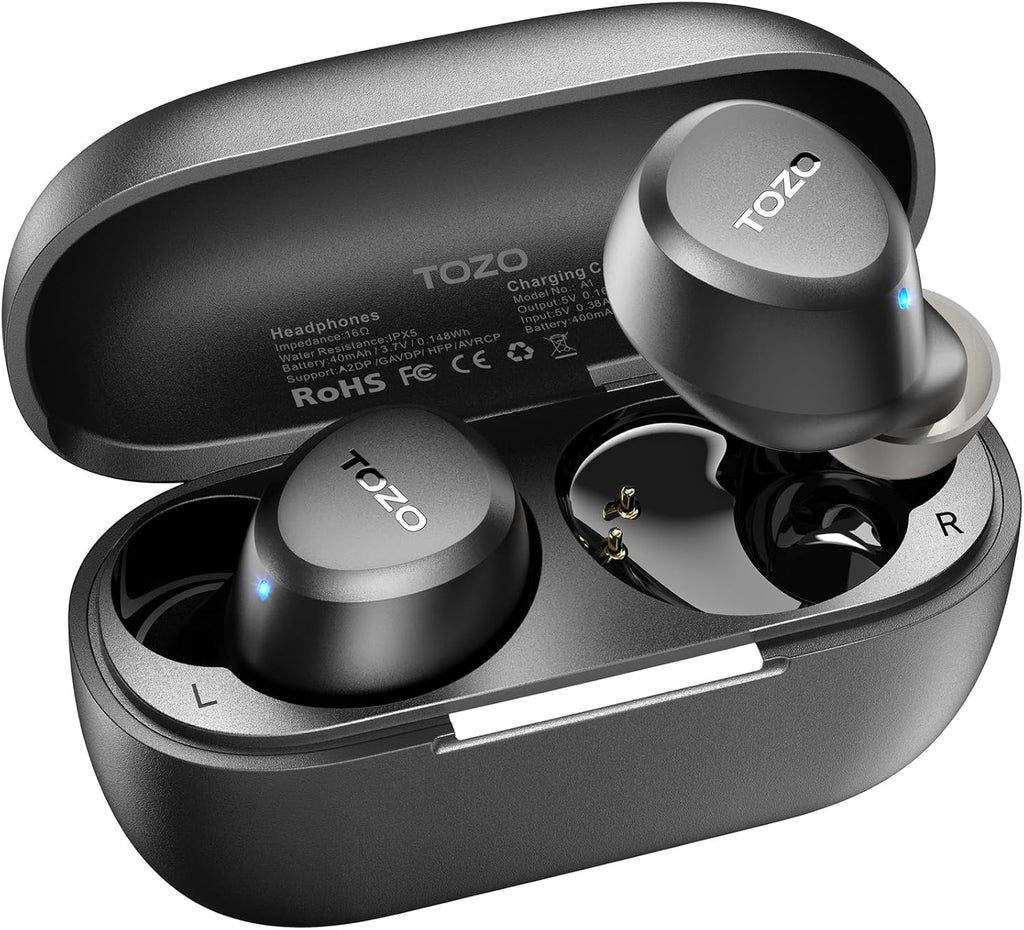 A1 Wireless Earbuds Bluetooth 5.3 Light Weight in Ear IPX5 Waterproof Headphones 2 Mic for AI Calls, Immersive Premium Sound Bass Headset with Charging Case, 32 Presets EQ Customization via App